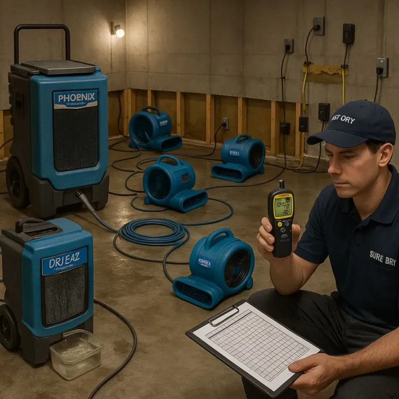 Structural Drying and Dehumidification process in Haubstadt, IN